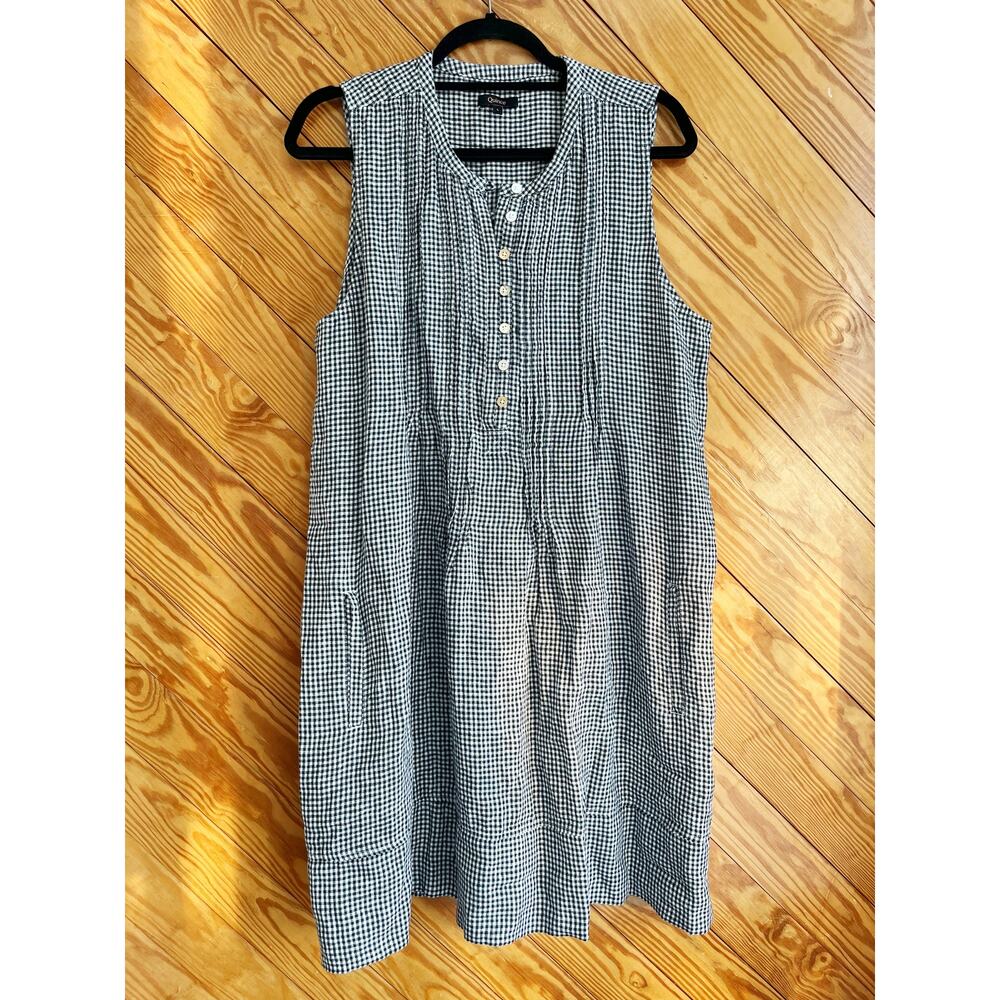 Quince 100% European Linen Sleeveless Swing Dress Classic Mini Gingham - Picture 2 of 6